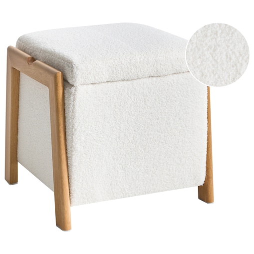 Puf ze schowkiem EDLAND Boucle 45 cm 43 cm Biały