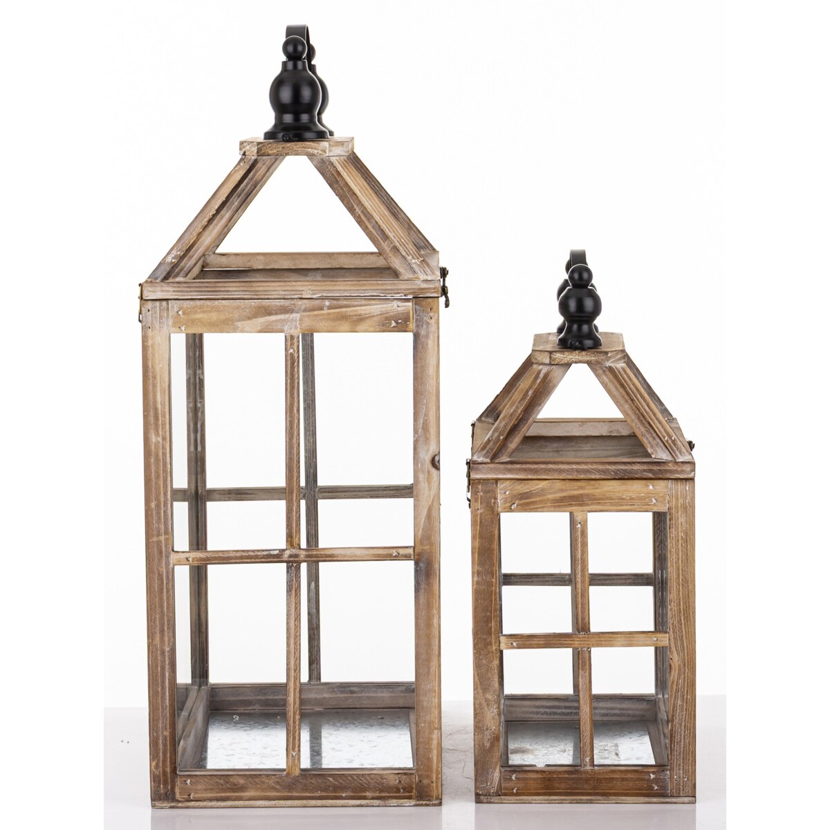 Lampion drewniany komplet 2 szt. brązowy 57x30x21 cm LATERNE