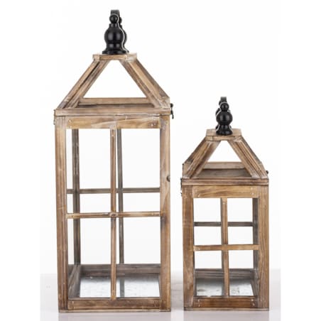 Lampion drewniany komplet 2 szt. brązowy 57x30x21 cm LATERNE