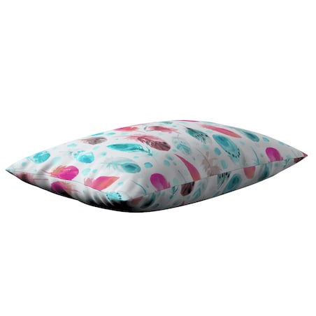 Poszewka Milly prostokątna 60x40 różowe i turkusowe piórka