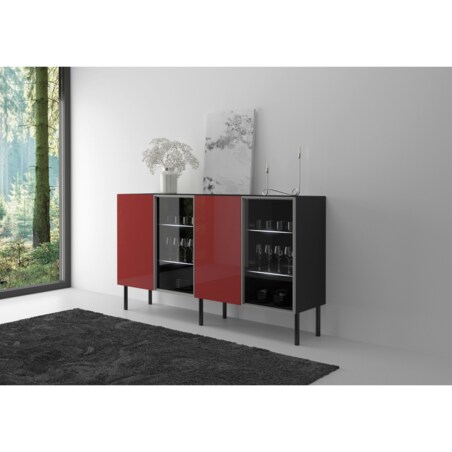 Podświetlana Witryna Lilka Czarna-Czerwona / szer. 138 cm