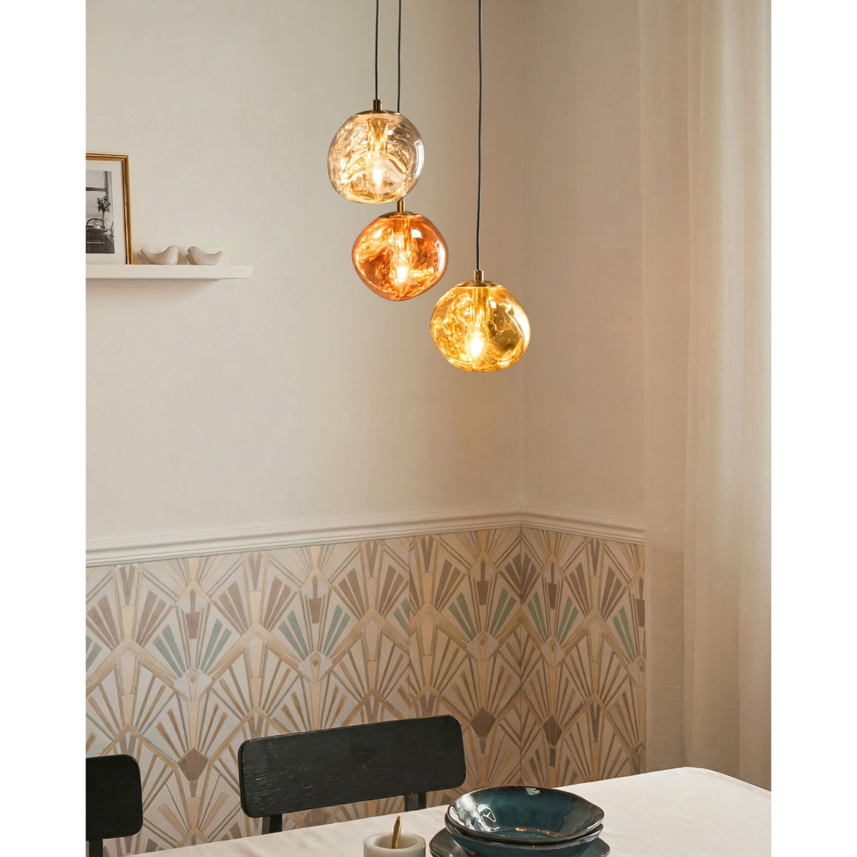 Lampa wisząca 3-punktowa TSHUAPA Szkło Kolorowy