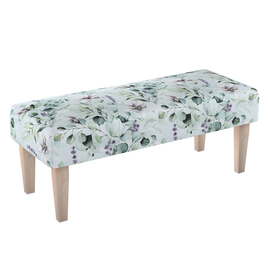 Ławka, magnolie na miętowym tle, 100 x 40 x 40 cm, Flowers