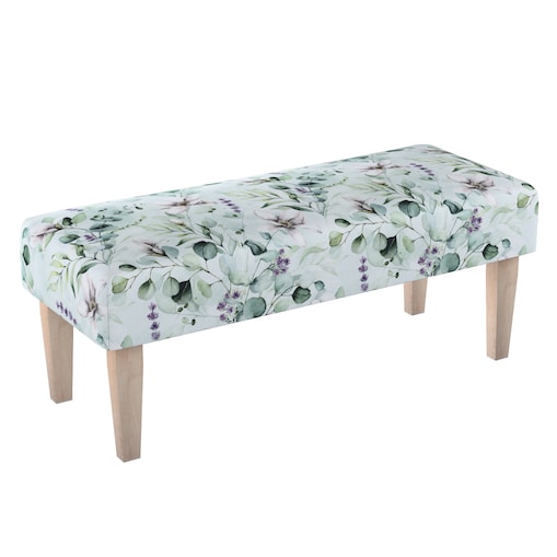 Ławka, magnolie na miętowym tle, 100 x 40 x 40 cm, Flowers