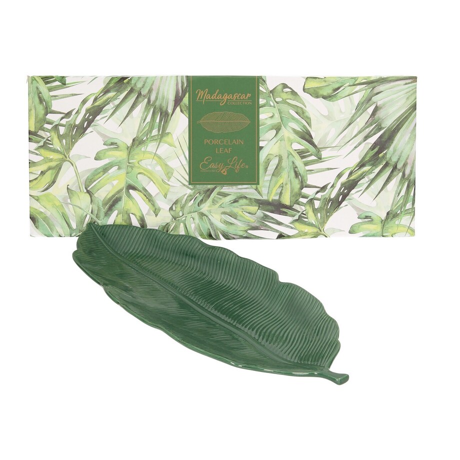 Półmisek Jungle Leaves 39cm green, 39 x 16 x 3 cm