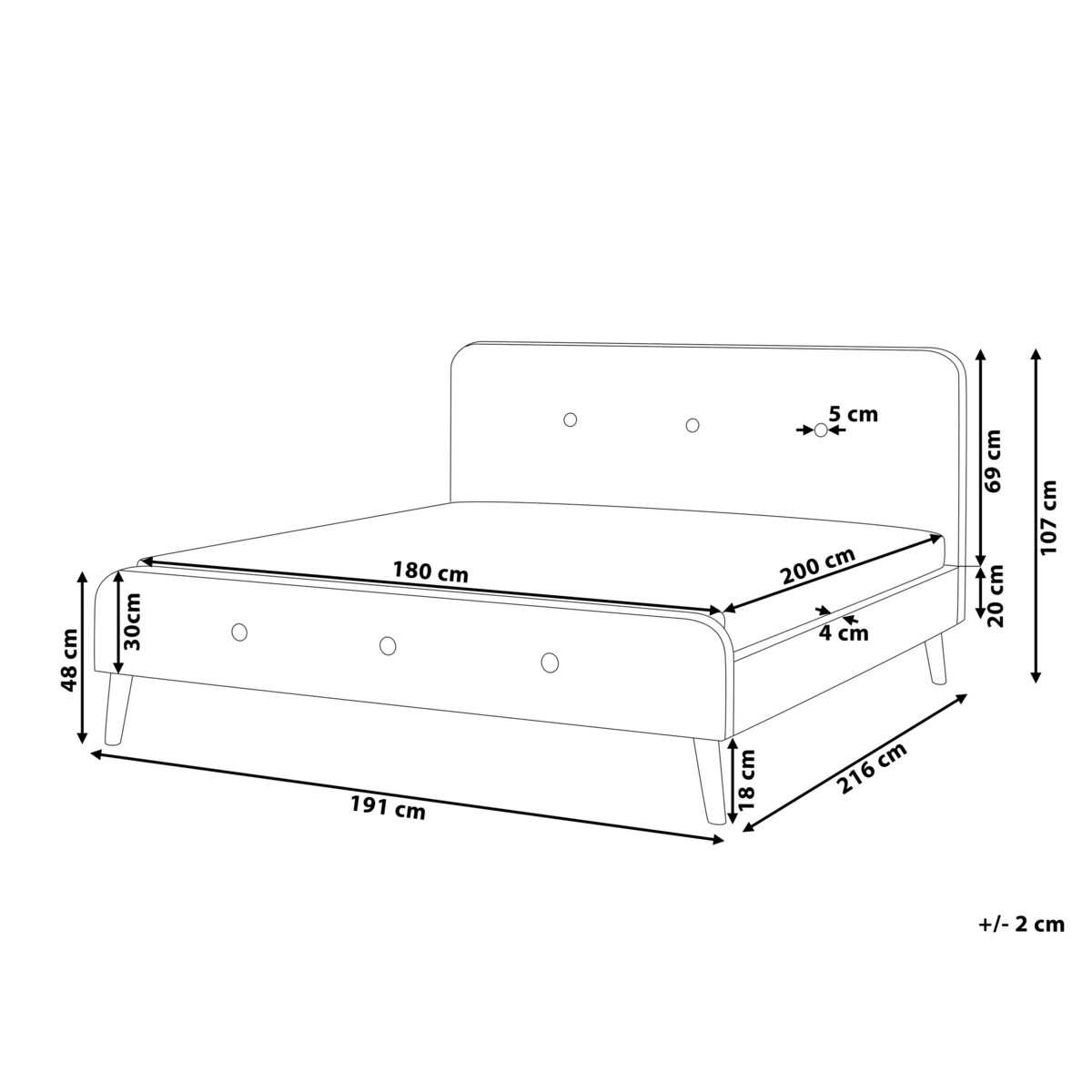 Łóżko tapicerowane 180 x 200 cm beżowe RENNES