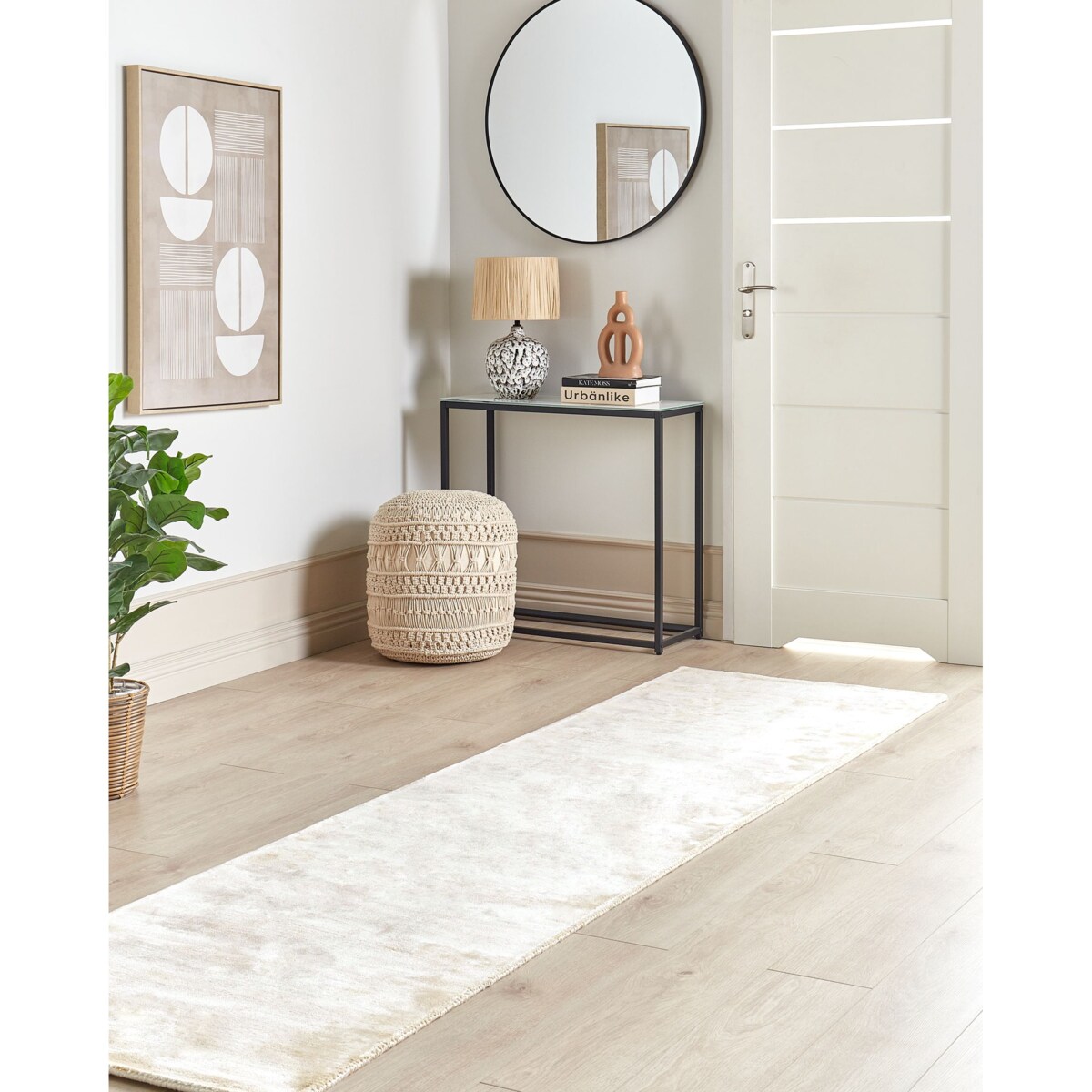 Dywan z wiskozy 80 x 300 cm jasnobeżowy GESI II