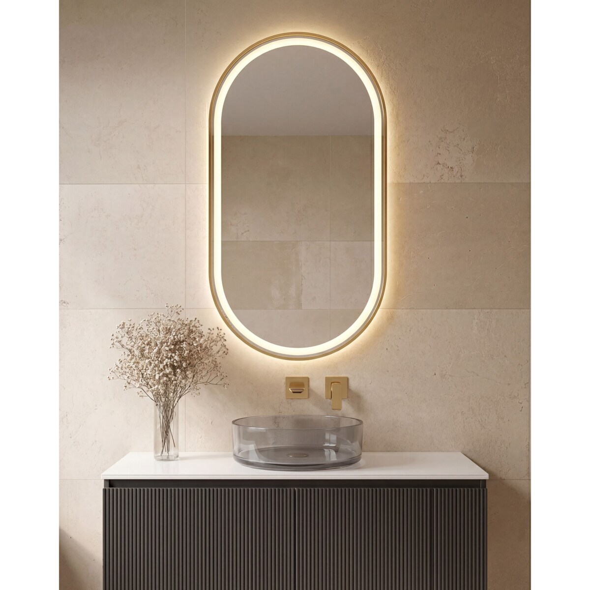 Lustro łazienkowe LED CHIDDES 60 cm 120 cm Srebrny