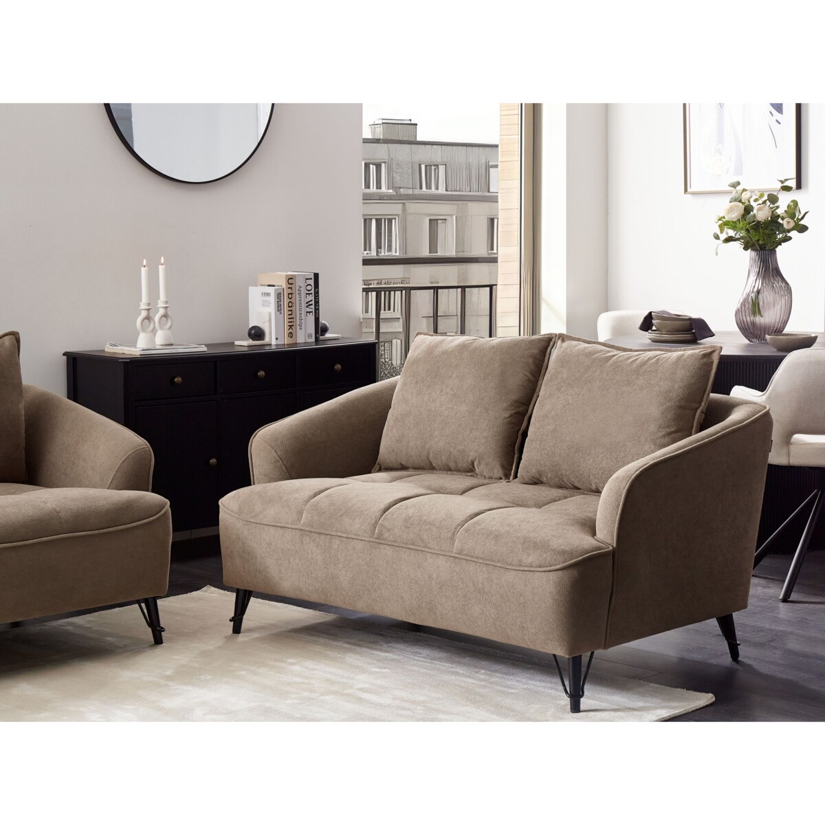Sofa dla 2 osób HOBRO Jasnobrązowy