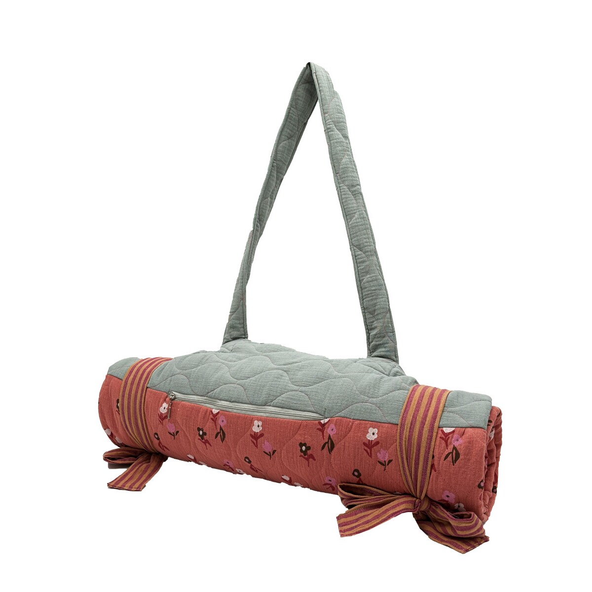 Vintage flowers – pikowany koc piknikowy XXL – mata piknikowa 180×150 cm