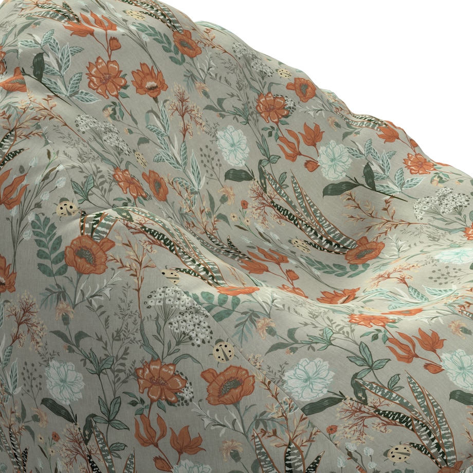 Worek do siedzenia, kolorowe kwiaty na szarym tle, Ø60 x 105 cm, Flowers