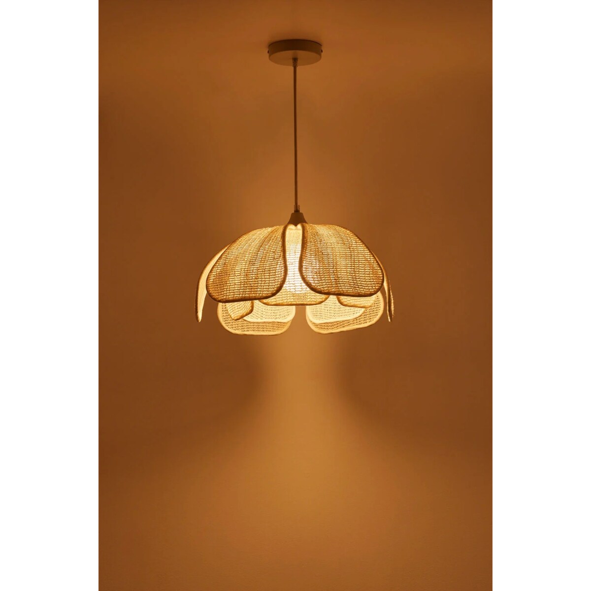 Lampa wisząca z lnu i bawełny, kremowa, Vidson Ø50 cm