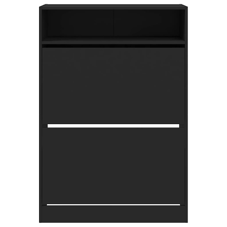 vidaXL Szafka na buty z 2 uchylanymi szufladami, czarna, 80x34x116 cm