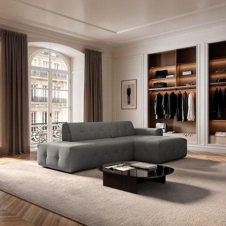 Sofa narożna prawa Tuil srebrnoszara