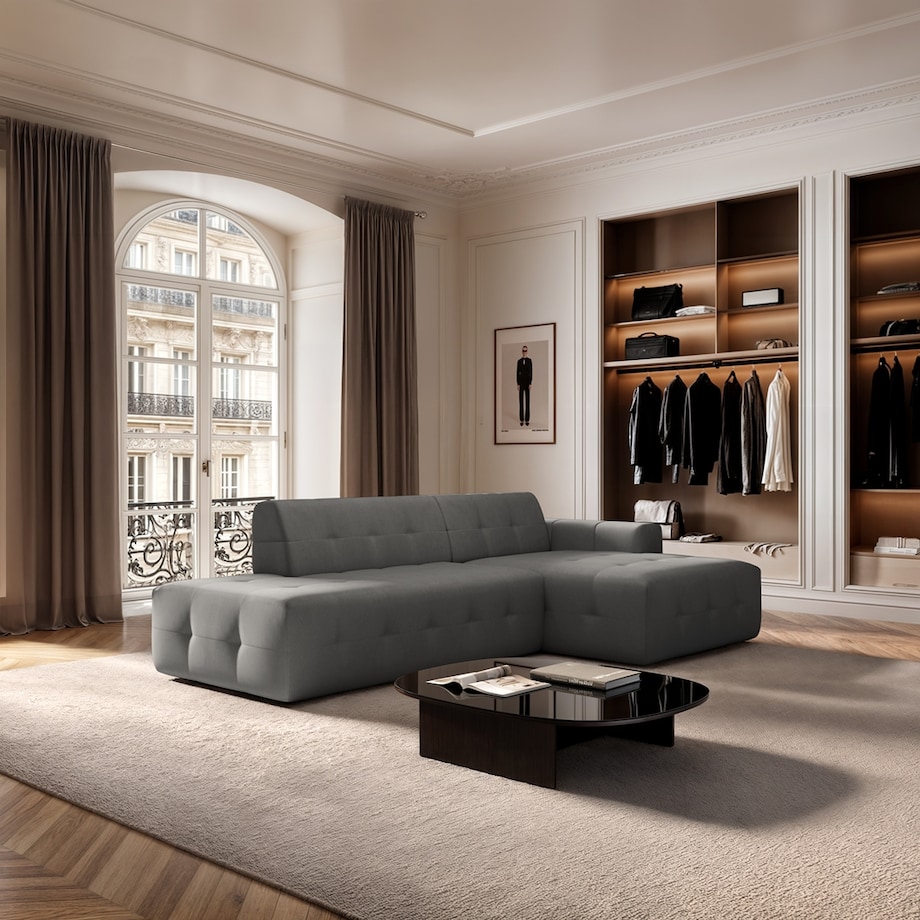 Sofa narożna prawa Tuil srebrnoszara