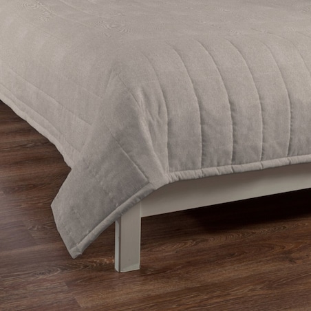 Narzuta pikowana w pasy 200x210 beżowo-szary