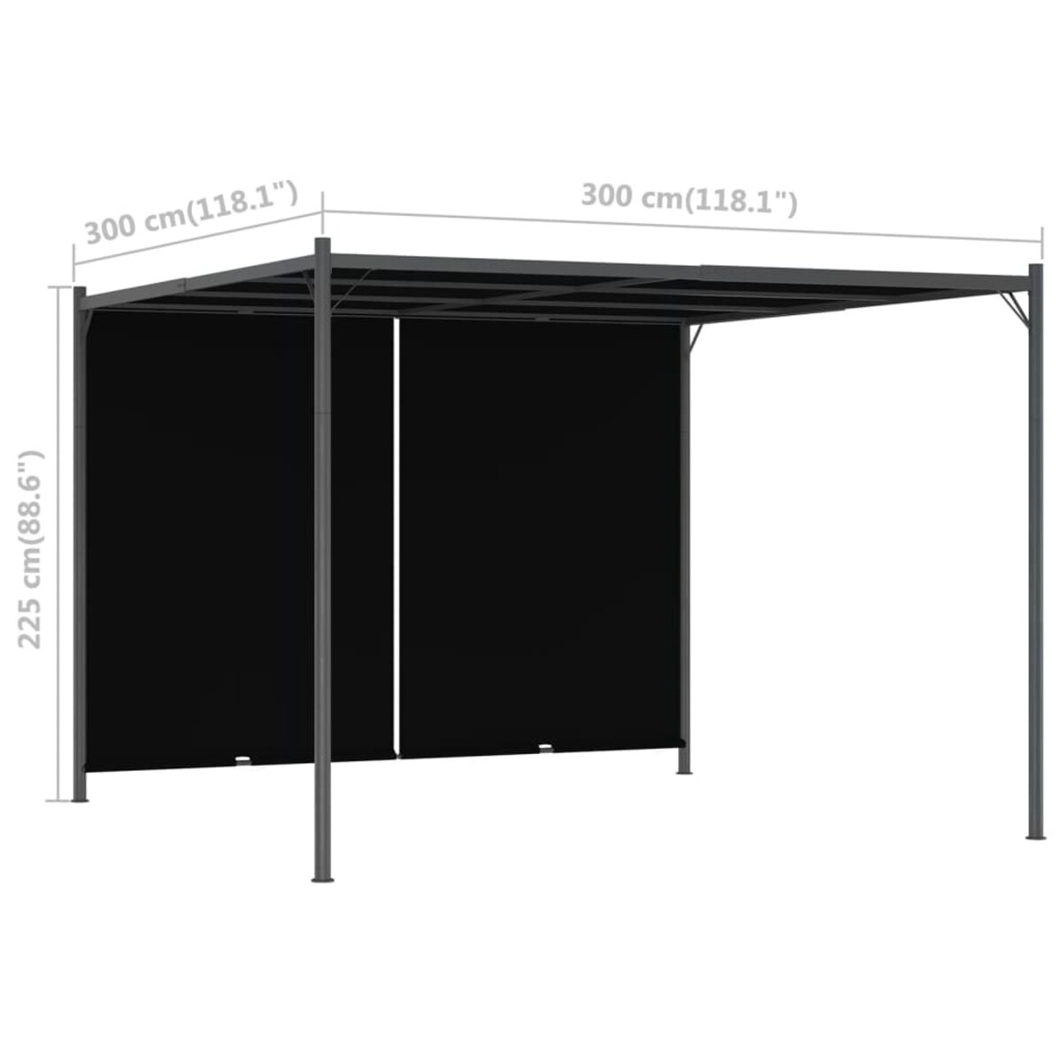 vidaXL Pergola ogrodowa z chowanym dachem, 3x3 cm, antracytowa