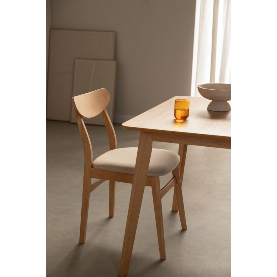 Krzesło do jadalni z tkaniny i drewna Cloda naturalne