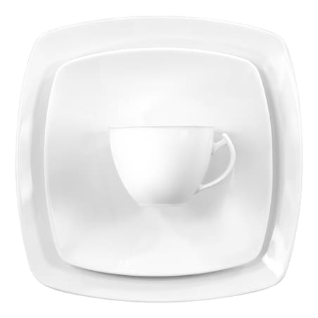 Zestaw obiadowo-kawowy dla 6 osób 30 el. Akcent Biały C000