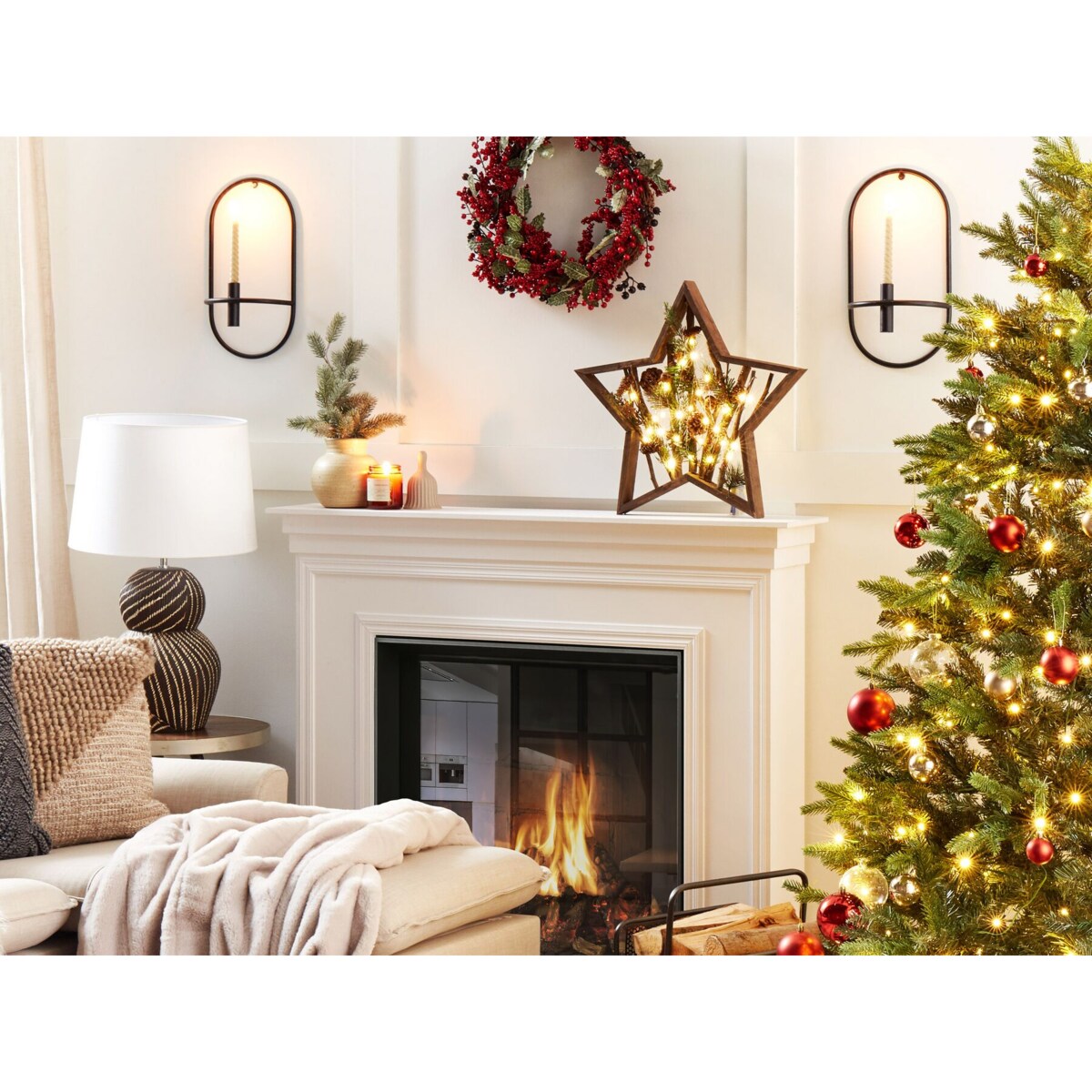 Figurka gwiazda LED ciemne drewno DOKKA