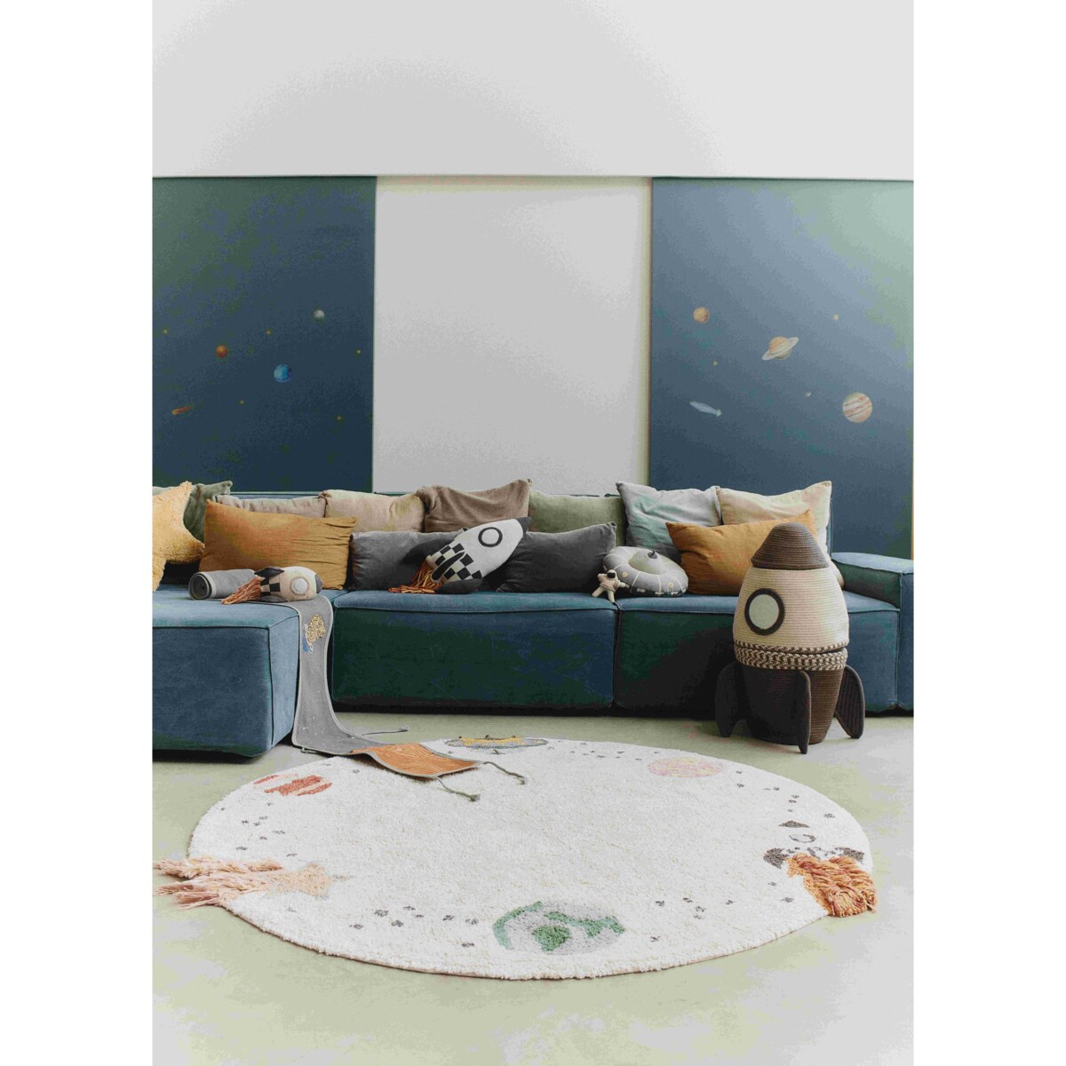 Dywan bawełniany Interstellar Journey do prania w pralce, "Mom, I want to be an astronaut" Lorena Canals