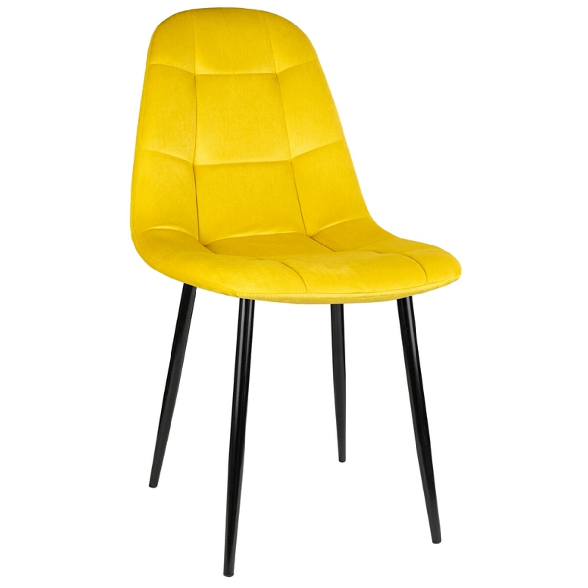 Krzesło tapicerowane welurowe nowoczesne zółte loft salon