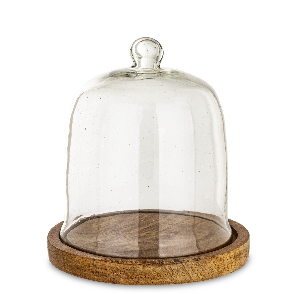 Patera dekoracyjna z drewnianą podstawą i kloszem 19x17,5x17,5 cm COPERTINA wysoka