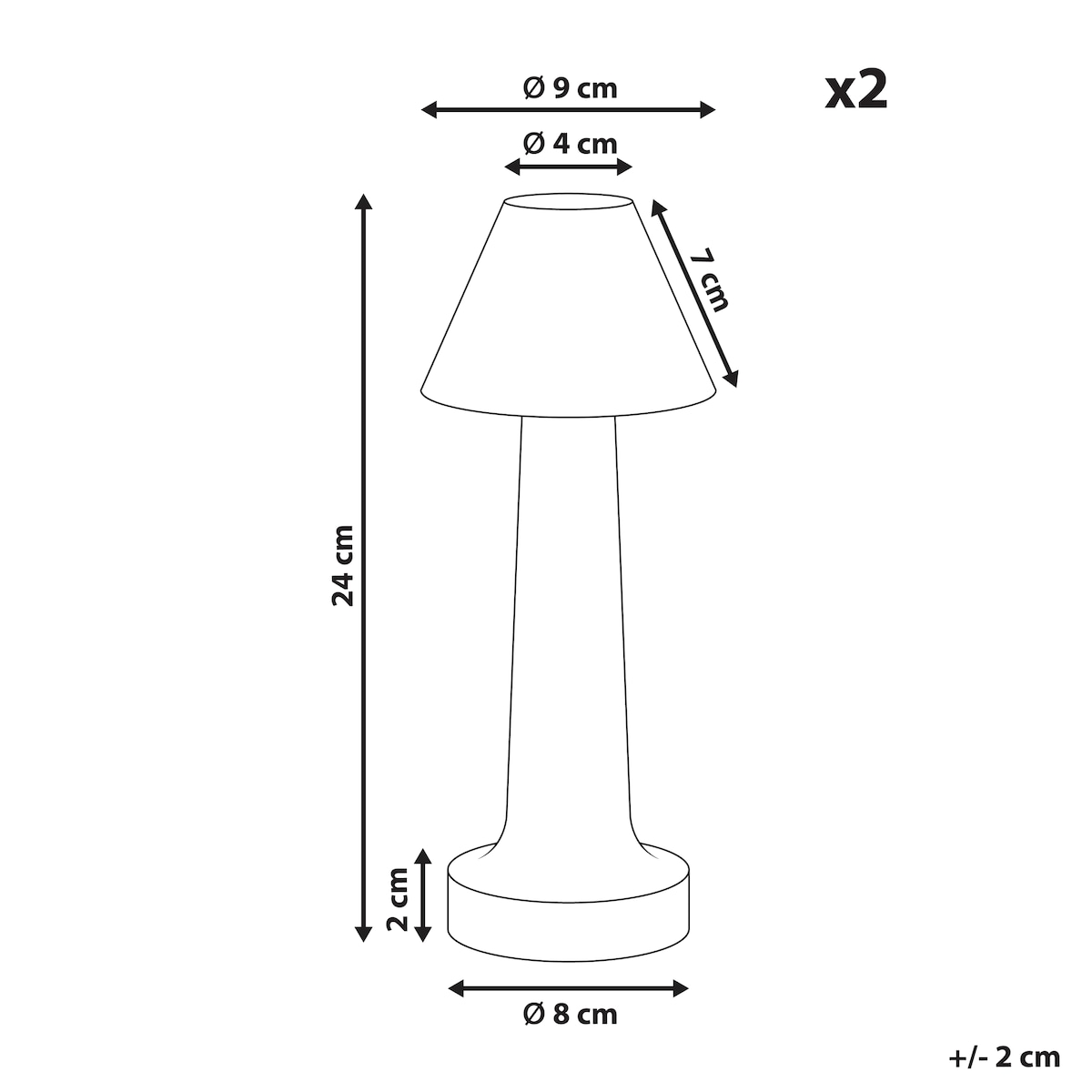 Zestaw 2 bezprzewodowych lamp stołowych LED JOANES Ze ściemniaczem Metal Czarny