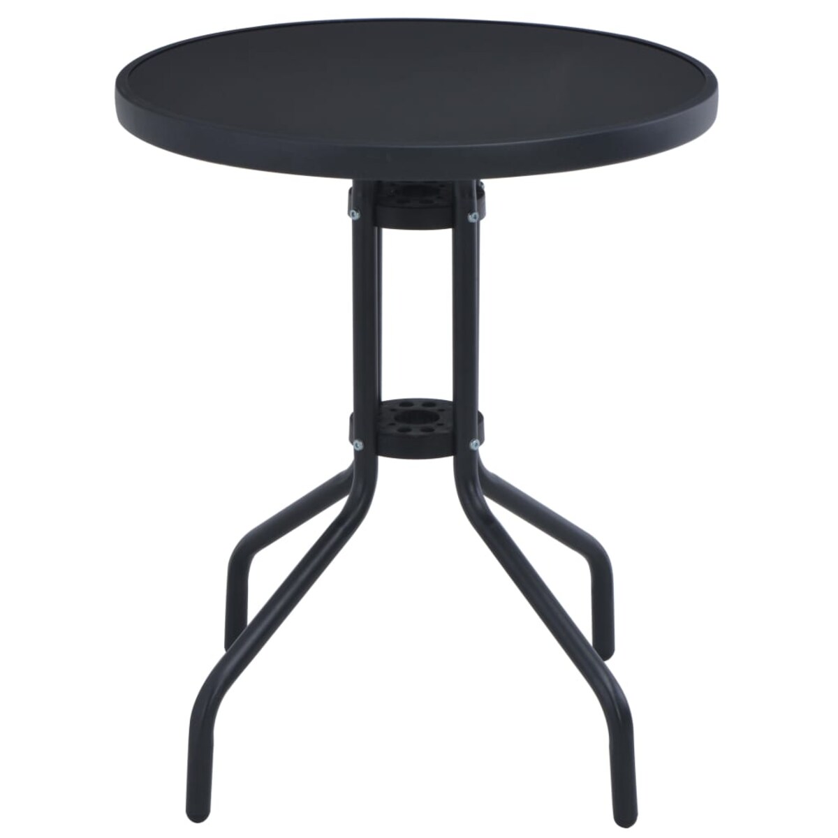 vidaXL Stolik ogrodowy, czarny, 80 cm, stal i szkło