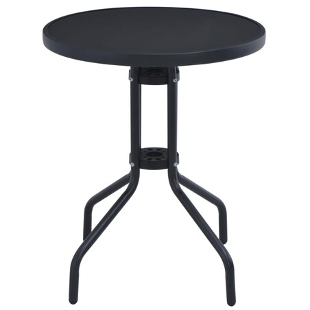 vidaXL Stolik ogrodowy, czarny, 80 cm, stal i szkło