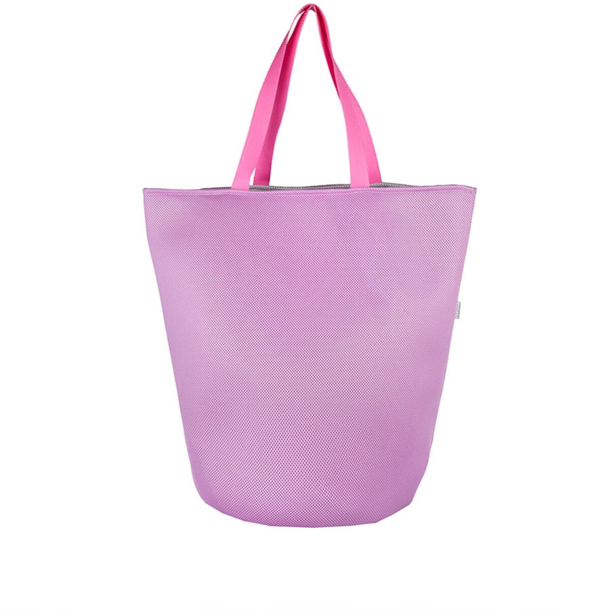 Torba na zakupy z okrągłym spodem, 58x48 różowa ze srebrnym środkiem
