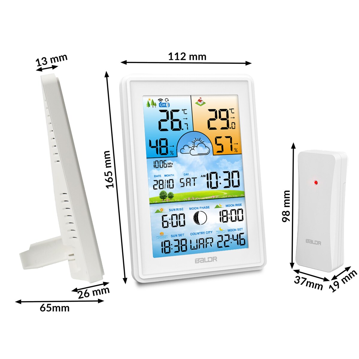 Bezprzewodowa stacja pogodowa pogody higrometr Baldr