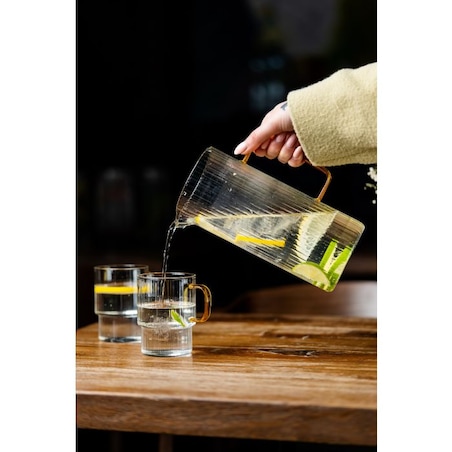 Dzbanek ryflowany z żółtym uchem 1500ml Livio 1890