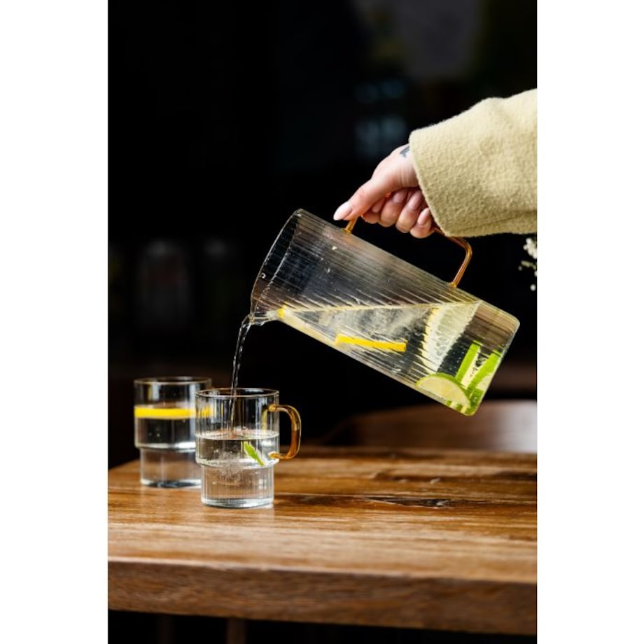 Dzbanek ryflowany z żółtym uchem 1500ml Livio 1890