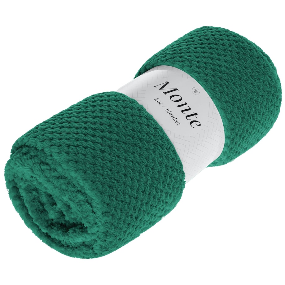 Butelkowa Zieleń Koc Narzuta z mikrofibry 200 x 220 Duży Pled Puszysty miękki