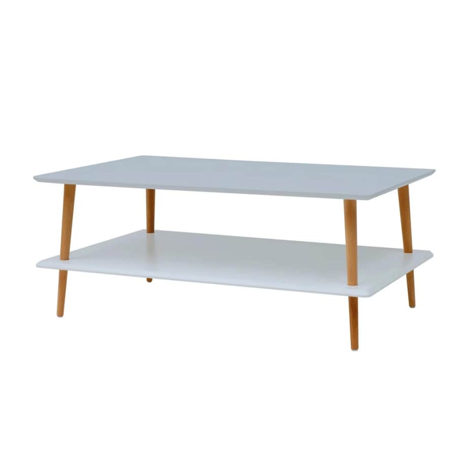 Ława KORO LOW 110x70 jasnoszara z półką