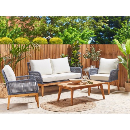 Zestaw ogrodowy drewniany 4-osobowy biało-niebieski MERANO II