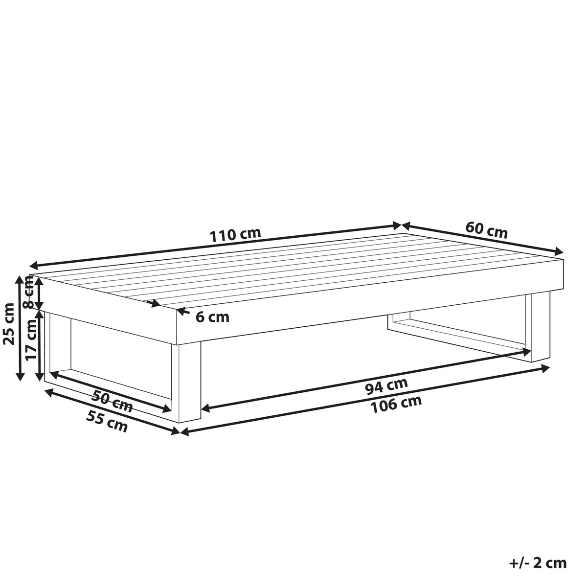 Stolik kawowy ogrodowy MARETTIMO 60 cm 110 cm Certyfikowane drewno akacjowe Jasnobrązowy