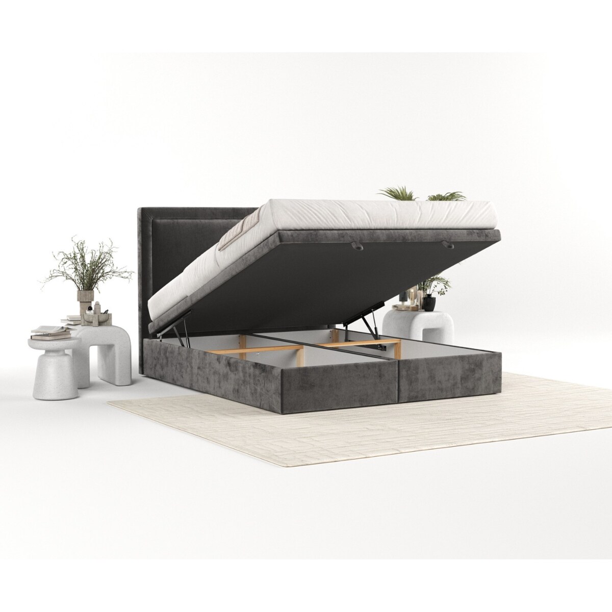 Łóżko tapicerowane SALMA 120x200 z pojemnikiem, Stalowy, tkanina Lotta 16