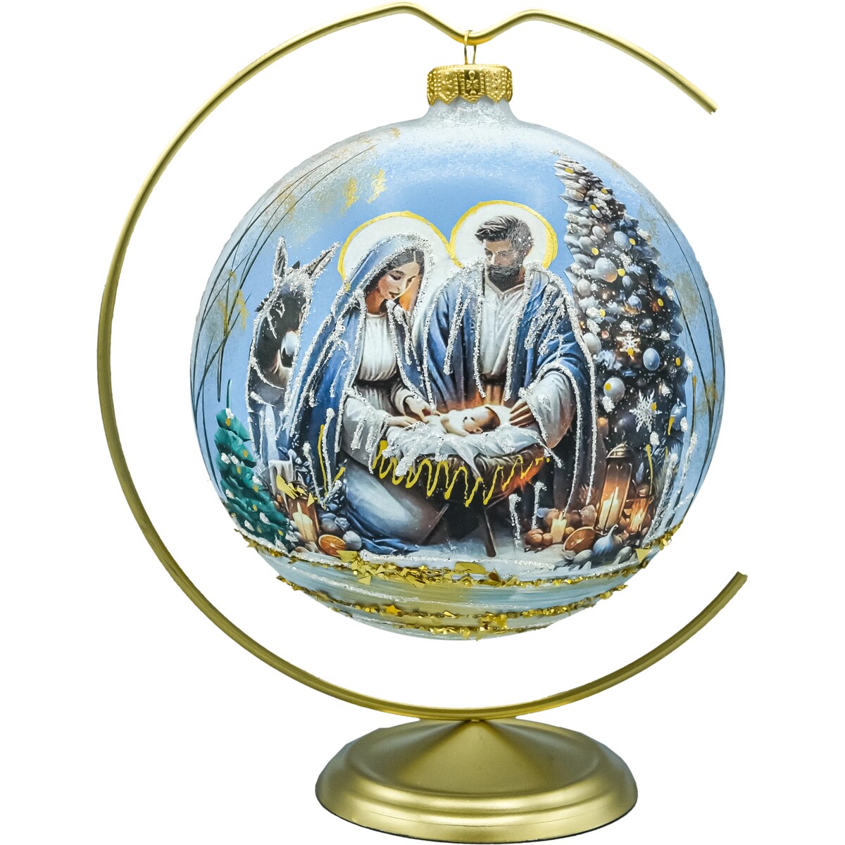 Bombka okrągła: Szopka Betlejemska w zestawie ze stojakiem