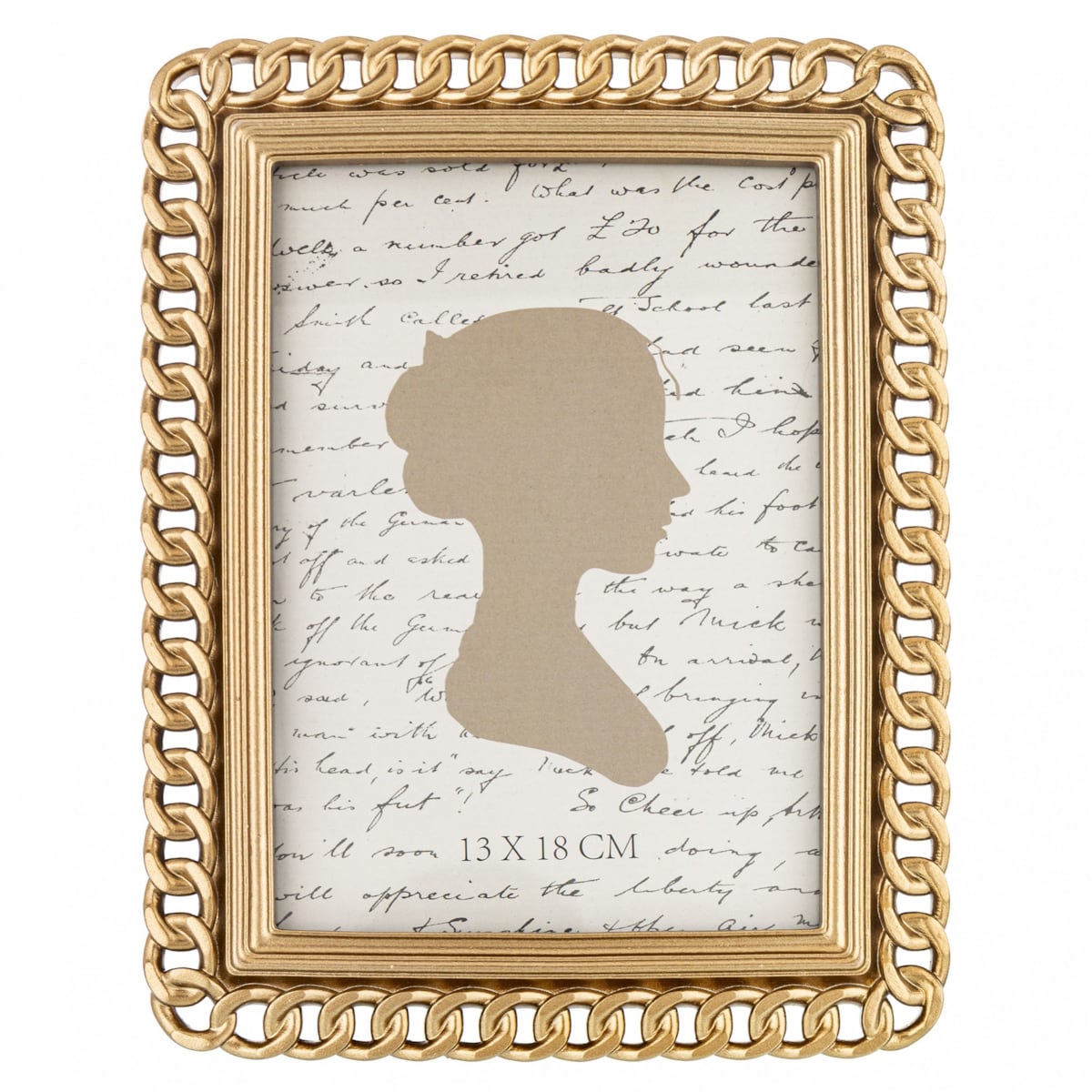Ramka stojąca ze złotym zdobieniem, 23x18x1,5-13 cm CHAIN-2