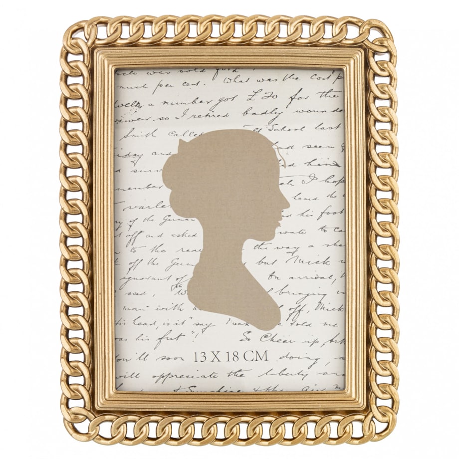 Ramka stojąca ze złotym zdobieniem, 23x18x1,5-13 cm CHAIN-2