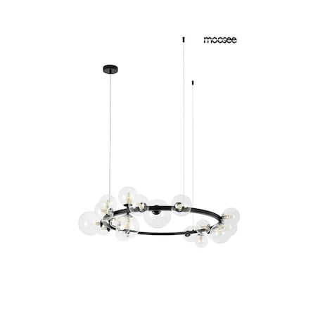 Okrągła lampa wisząca Alure szklane bąbelki ring czarny