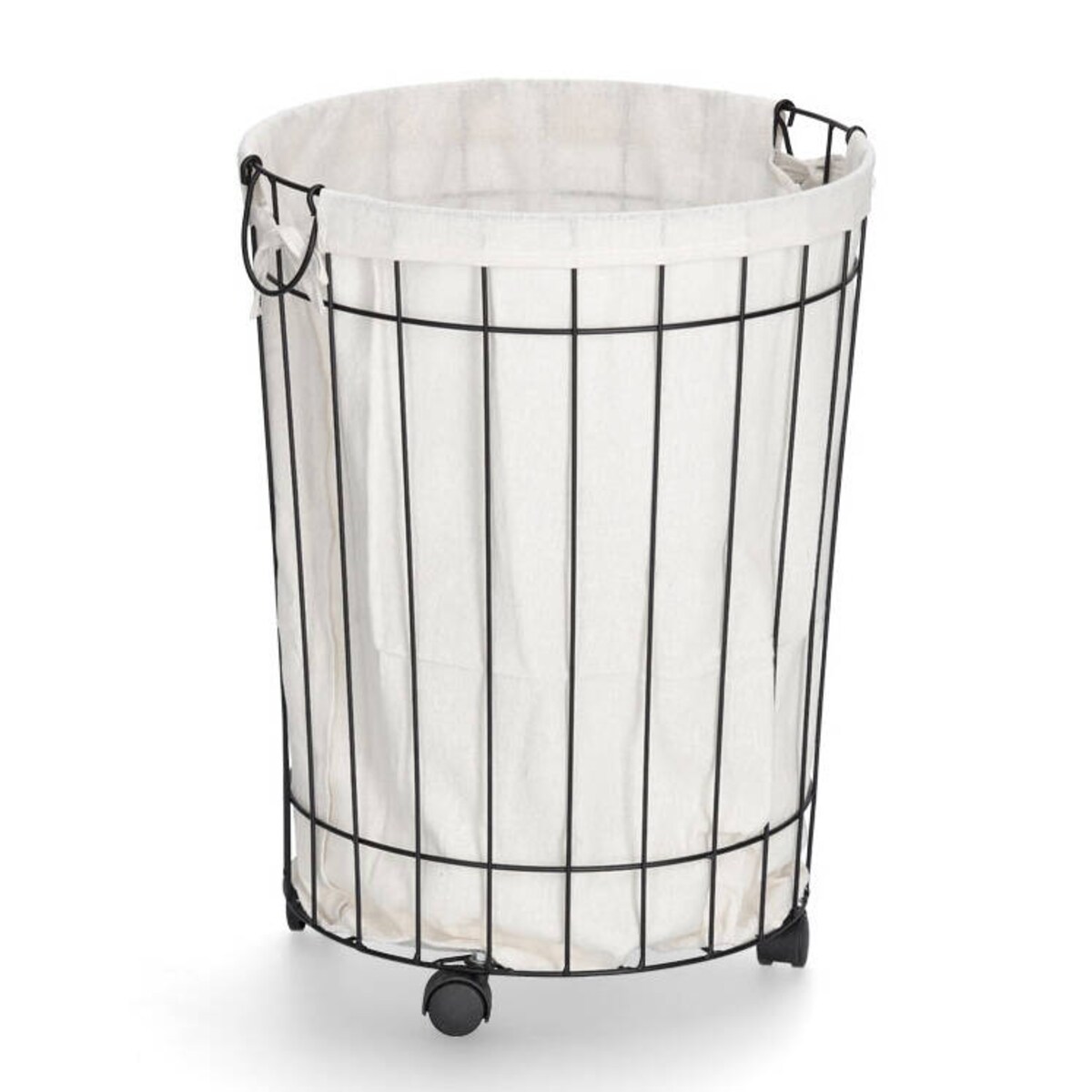 Metalowy kosz na pranie na kółkach, Ø 44 x 55 cm
