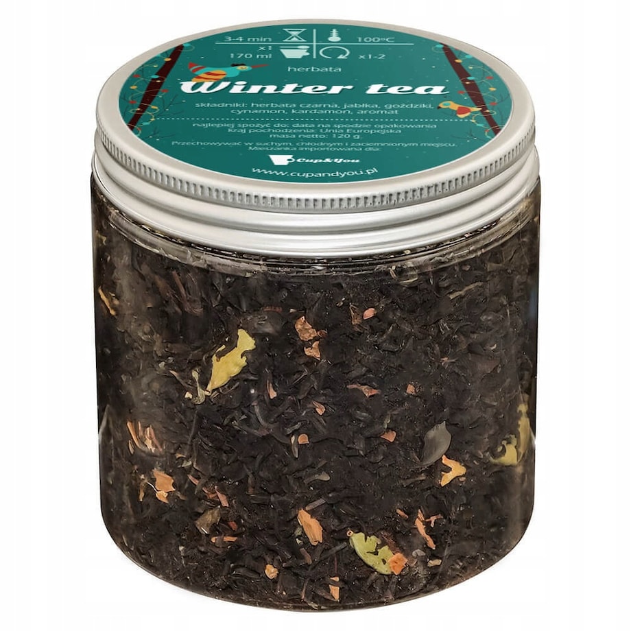 Herbata czarna zimowa WINTER TEA o smaku pieczonego jabłka z przyprawami 120g - herbata rozgrzewająca na prezent upominek podarunek
