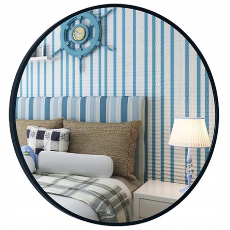 Duże lustro okrągłe industrialne łazienkowe salon sypialnia czarne 70cm