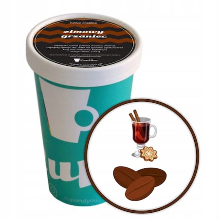 Kawa aromatyzowana o smaku ZIMOWY GRZANIEC ziarnista ARABICA 200g premium - kawa smakowa deserowa