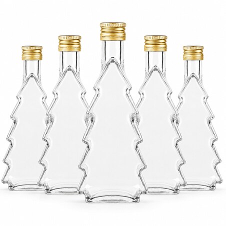 5 sztuk butelek świątecznych 250 ml "Choinka" na likiery i prezenty