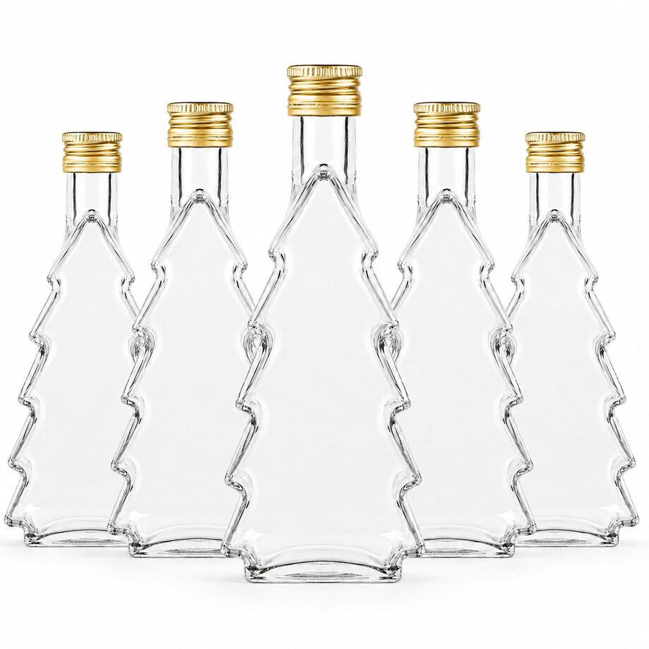 5 sztuk butelek świątecznych 250 ml "Choinka" na likiery i prezenty