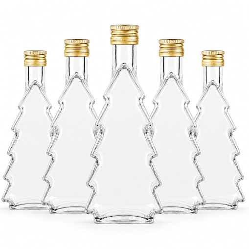 5 sztuk butelek świątecznych 250 ml "Choinka" na likiery i prezenty